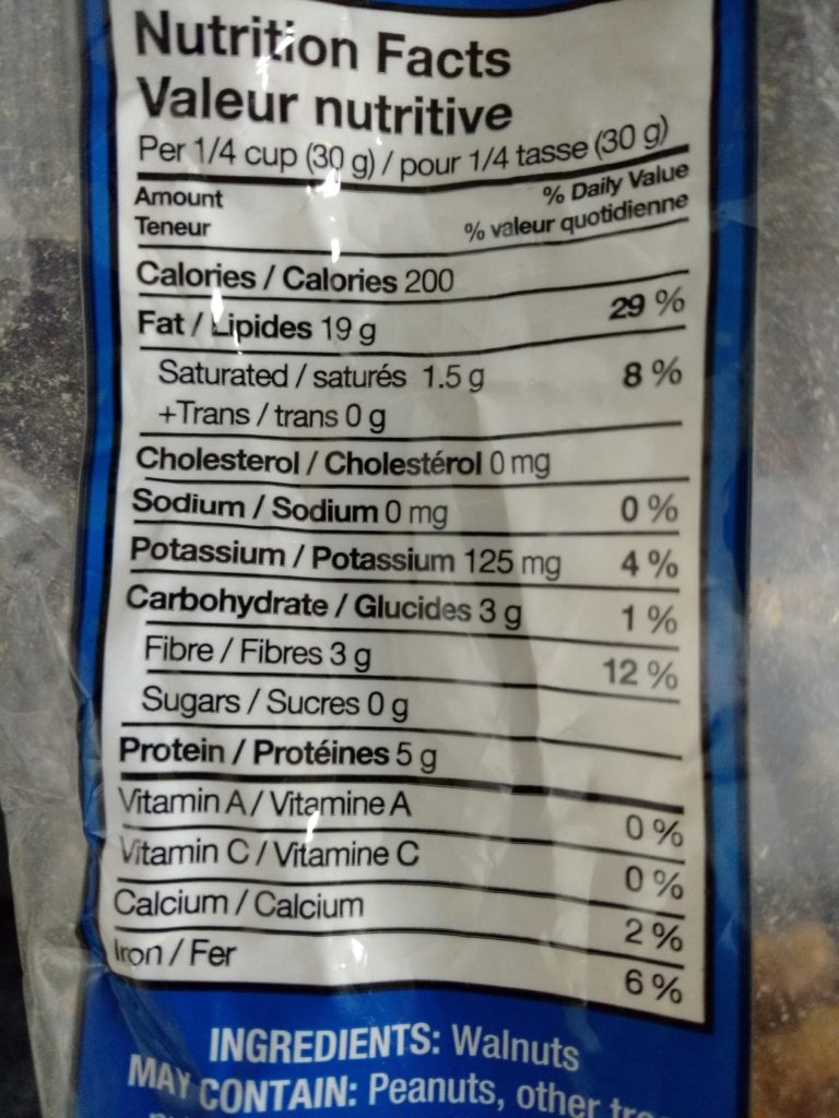 nutrition label