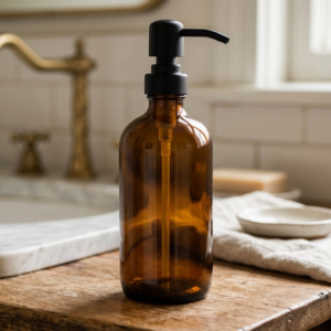 16oz Amber Plastic Pump Bottle