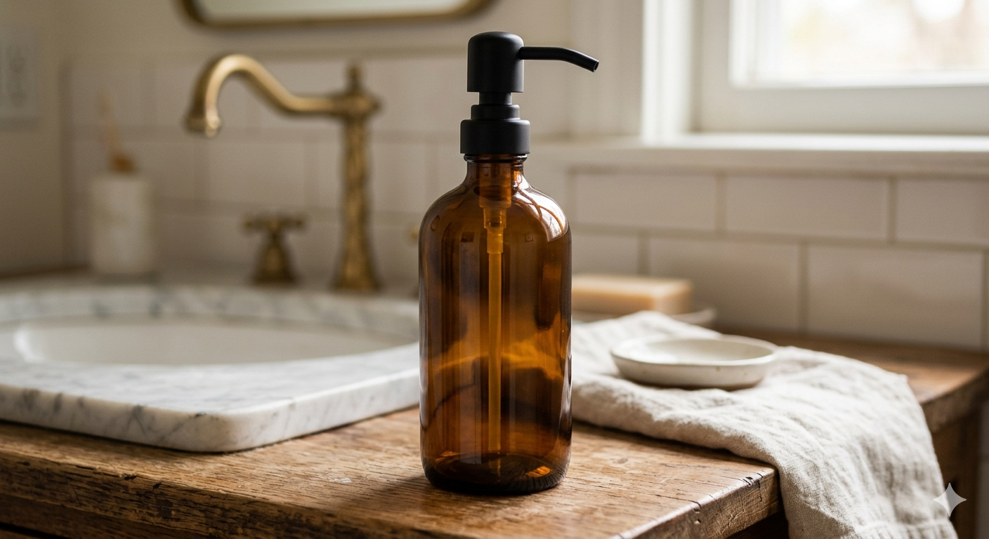 16oz Amber Plastic Pump Bottle